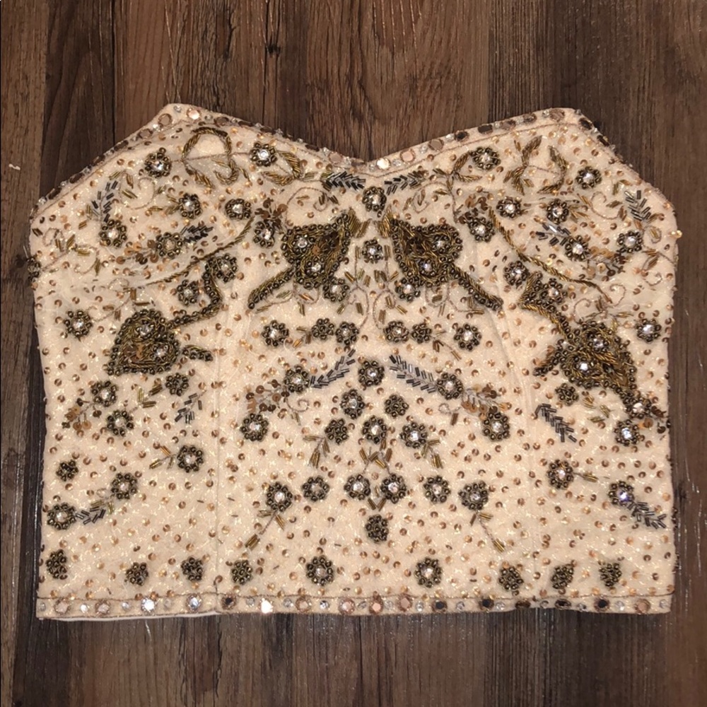 Beaded bustier tube top